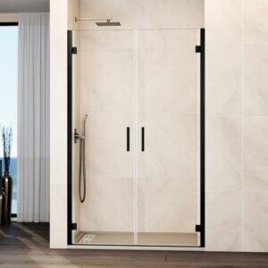 Mampara ducha 2 puertas abatibles GLASS negro - Imagen 1