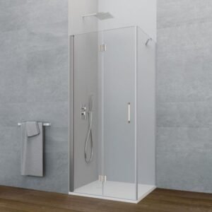 Mampara plegable al interior del plato + lateral fijo GLASS - Imagen 1