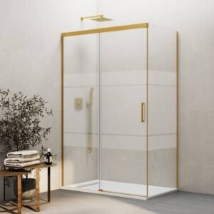 Mampara ducha angular fijo + corredera + lateral fijo BASIC ORO - Imagen 2