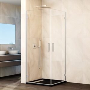 Mampara angular 2 puertas abatibles al vértice GLASS NÍQUEL - Imagen 1