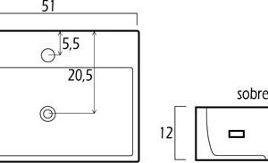 LAVABO RECTANGULAR 9364 PARA MUEBLE O MURAL - Imagen 3