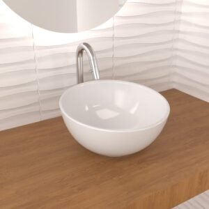 LAVABO CERÁMICO REDONDO 9373 DE DISEÑO PARA MUEBLE - Imagen 1