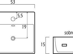 LAVABO CERÁMICO RECTANGULAR 9384 MUEBLE O PARED - Imagen 3