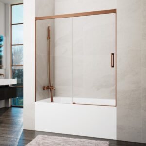 Mampara Frontal de bañera 1 Fijo + 1 Corredera BASIC COBRE