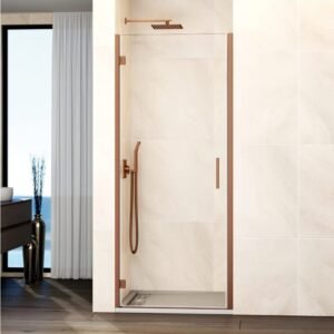 Mampara ducha 1 puerta abatible GLASS bisagra perfil con cierre perfil cobre - Imagen 1