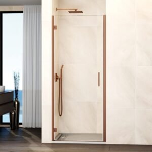 Mampara ducha 1 puerta abatible GLASS bisagra cierre perfil Cobre - Imagen 1