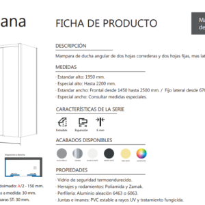 Mampara ducha angular 2 fijas + 2 correderas + Lateral Fijo GUADIANA - Imagen 3