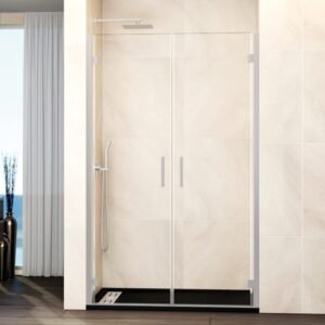 Mampara ducha 2 puertas abatibles GLASS níquel - Imagen 1