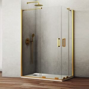 Mampara ducha angular al vértice 2 Fijas + 2 correderas KENNA ORO - Imagen 1