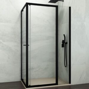 Mampara ducha frontal plegable + fijo SPAZIO COMBI B NEGRA + lateral fijo - Imagen 3