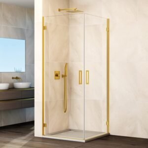 Mampara angular 2 puertas abatibles al vértice GLASS ORO - Imagen 1