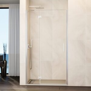 Mampara ducha Fijo + puerta abatible GLASS con cierre a perfil imán - Imagen 1