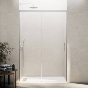 Mampara ducha fijo + corredera BASIC NÍQUEL - Imagen 1