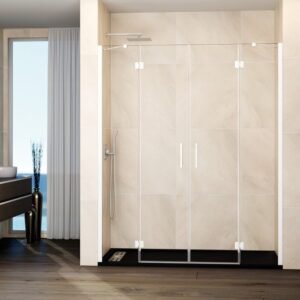 Mampara ducha frontal Fijo + 2 puertas abatibles + fijo GLASS Combi G blanco - Imagen 1