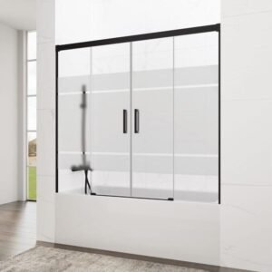 Mampara de bañera 2F + 2C BASIC SPAZIO NEGRA - Imagen 2
