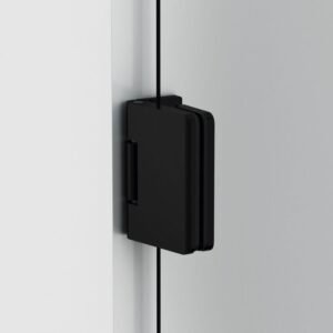 Mampara ducha 1 puerta abatible GLASS bisagra cierre perfil negro - Imagen 2