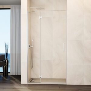 Mampara ducha Fijo + puerta abatible GLASS con cierre imán a pared - Imagen 1