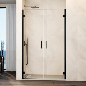 Mampara ducha 2 puertas abatibles GLASS titanio - Imagen 1