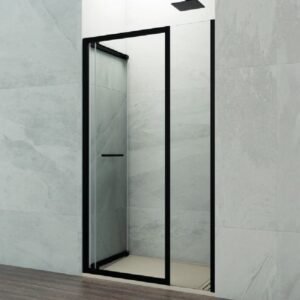 Mampara ducha frontal plegable + fijo SPAZIO COMBI B NEGRA - Imagen 1