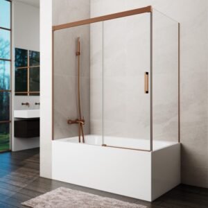 Mampara bañera frontal fijo + corredera + lateral fijo BASIC COBRE - Imagen 1