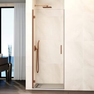 Mampara ducha 1 puerta abatible GLASS bisagra a perfil cobre - Imagen 1
