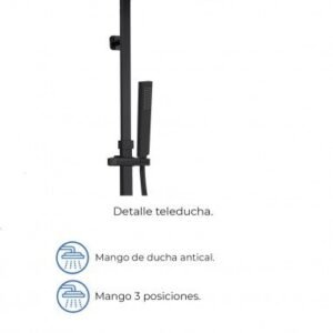Conjunto de ducha termostático cuadrado QUADRA ELITE NEGRO - Imagen 3