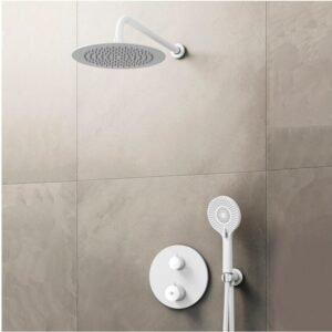 Conjunto para ducha empotrado termostático ROUND BLANCO - Imagen 1