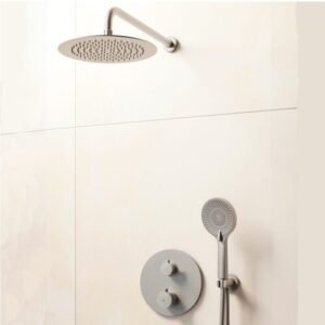 Conjunto para ducha empotrado termostático ROUND NÍQUEL - Imagen 1