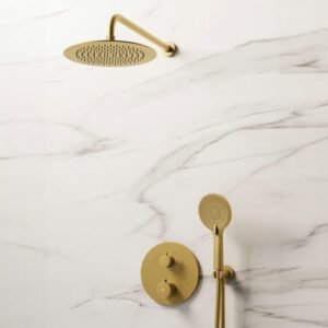 Conjunto para ducha empotrado termostático ROUND ORO - Imagen 1