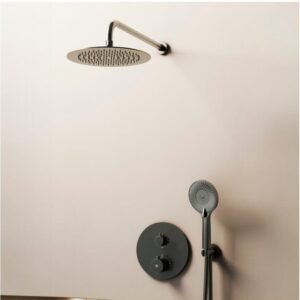 Conjunto para ducha empotrado termostático ROUND TITANIO - Imagen 1