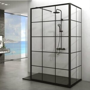 Mampara ducha fija SCREEN BLACK CHESS ANGULAR - Imagen 1