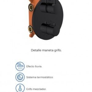 Conjunto para ducha empotrado termostático ROUND NEGRO - Imagen 2