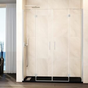 Mampara ducha frontal Fijo + 2 puertas abatibles + fijo GLASS combi G níquel - Imagen 1