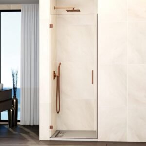 Mampara ducha 1 puerta abatible GLASS bisagra a pared Cobre - Imagen 1