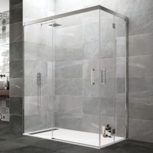 Mampara angular fijo + corredera + 2 puertas plegables TANDEM - Imagen 1