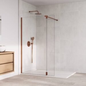 Mampara cristal Fijo + Abatible SCREEN COBRE BISAGRA - Imagen 1