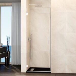 Mampara ducha 1 puerta abatible GLASS bisagra a pared Blanca - Imagen 1