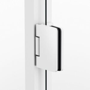 Mampara ducha 1 puerta abatible GLASS bisagra cierre perfil blanco - Imagen 2