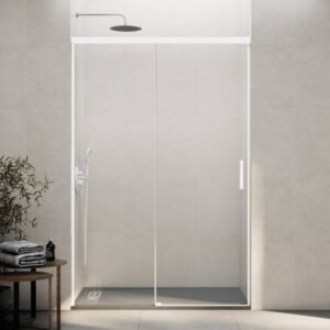 Mampara ducha fijo + corredera BASIC BLANCA - Imagen 1