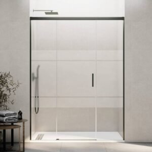 Mampara ducha fijo + puerta + fijo BASIC TITANIO - Imagen 2