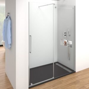 Mampara ducha INOX 1 fijo + 1 corredera VETRUM - Imagen 1
