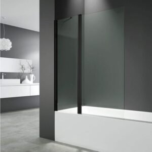 Mampara fijo + abatible bañera OPEN 2 Negra - Imagen 1