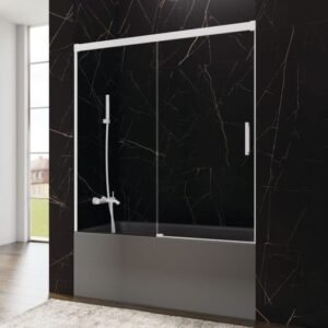 Mampara Frontal de bañera 1 Fijo + 1 Corredera BASIC blanca