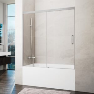 Mampara Frontal de bañera 1 Fijo + 1 Corredera BASIC NÍQUEL - Imagen 1