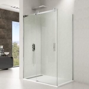 Mampara ducha INOX frontal fijo + corredera + lateral fijo ROTARY - Imagen 1