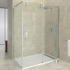 Mampara INOX frontal + lateral fijo MOVING - Imagen 1