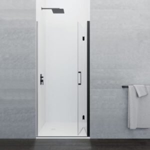 Mampara plegable GLASS con cierre imán a pared negra - Imagen 1