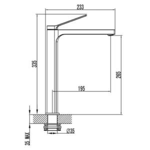 Grifo monomando para lavabo caño alto TARSIO Negro - Imagen 2