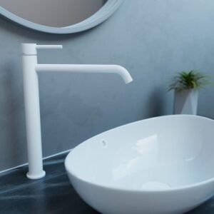Grifo monomando para lavabo caño alto SIRIO blanco - Imagen 2