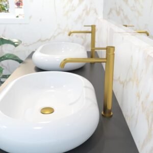 Grifo monomando lavabo caño alto SIRIO ORO CEPILLADO - Imagen 2